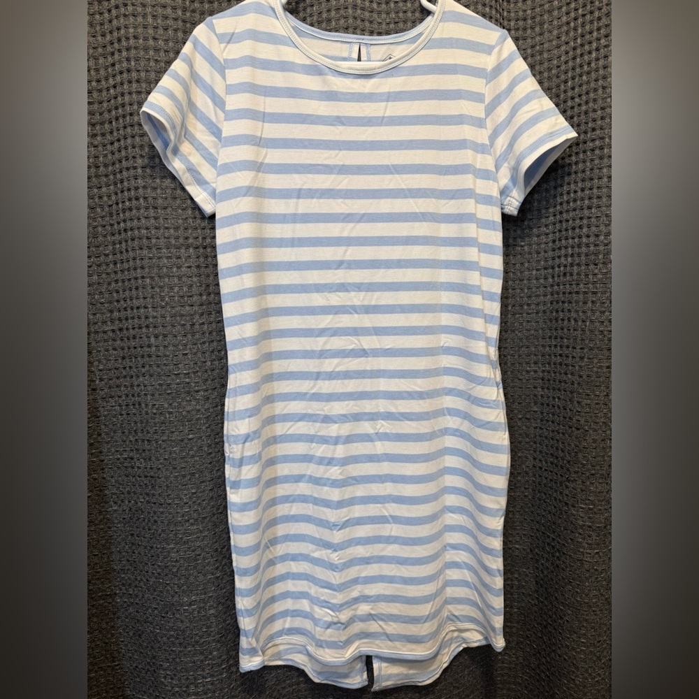 Blue and White Striped Dress